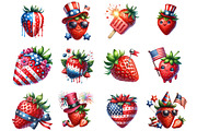 4th of July Strawberry Clipart, an Illustration by DreamArtGraphic (Thumbnail 2 of 4)