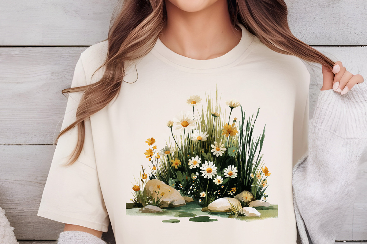 Daisy Flowers Cottagecore Girl Set, an Illustration by DreamCafeArt (Photo 5 of 6)