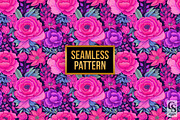 Hot Pink Purple Floral Patterns, a Pattern Graphic by Creative Store (Thumbnail 2 of 5)