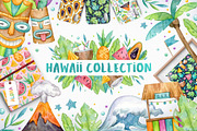 Hawaii Tropic set | 76 elements |, a Decorative Illustration by Aquarellka (Thumbnail 1 of 7)