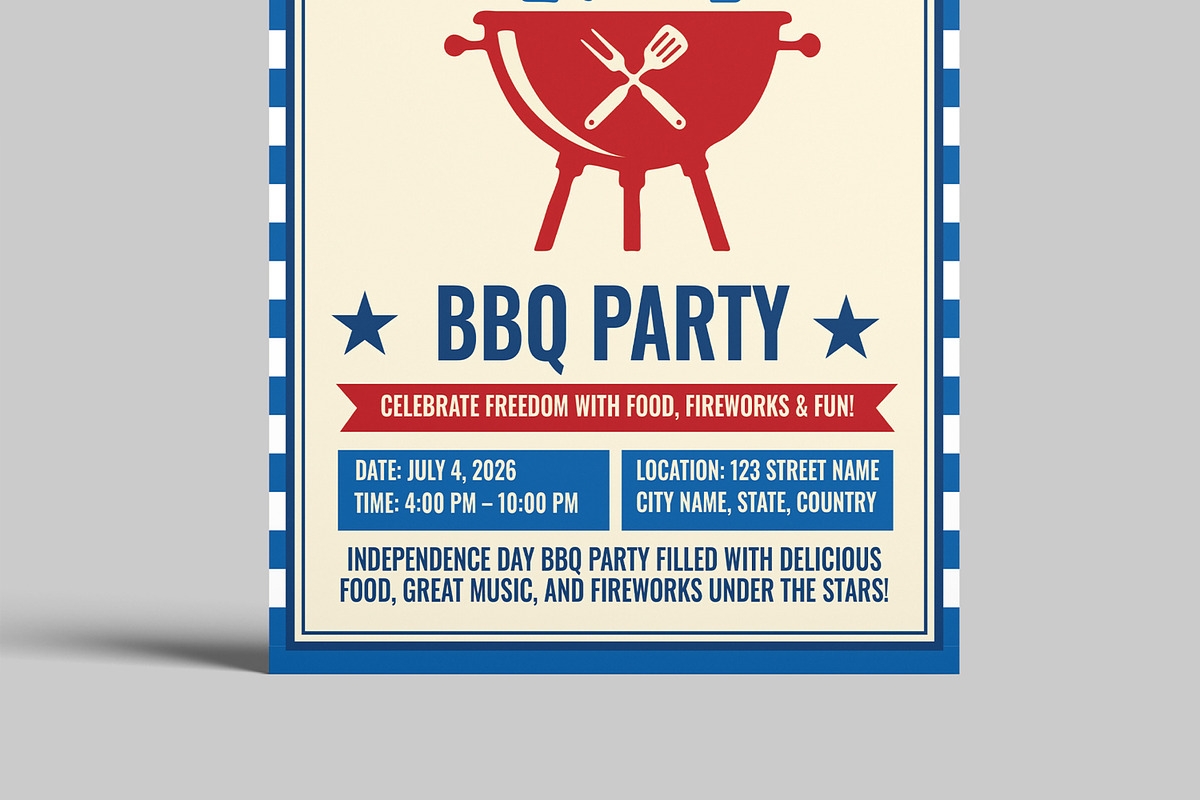 Fourth of July BBQ Party, a Flyer Template by MightyDesign (Photo 5 of 8)