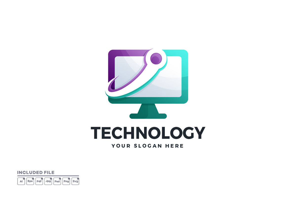 Monitor Technology Gradient Logo, a Branding & Logo Template by yuanesei