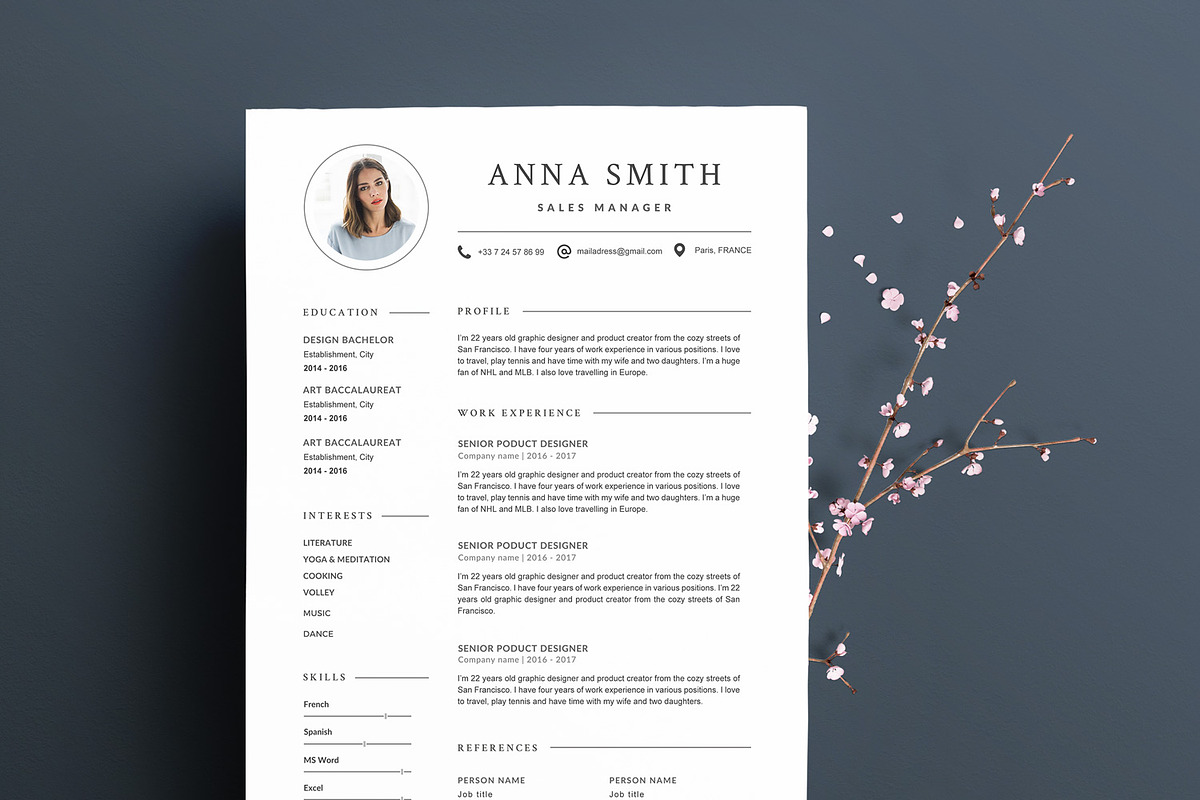 Modern Resume Template ANNA A4, a Resume Template by Graace Studio (Photo 1 of 4)