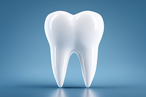 Healthy white human tooth on a blue, a Health & Medical Photo by MistyDay
