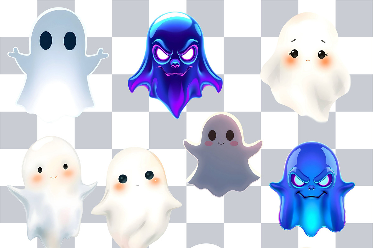 10 Ghost PNG Clipart+2 Ghost Pattern, an Object Graphic by UniqueMe (Photo 3 of 3)