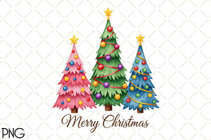Merry Christmas Tree Png Design, an Illustration by Black Bird Studio