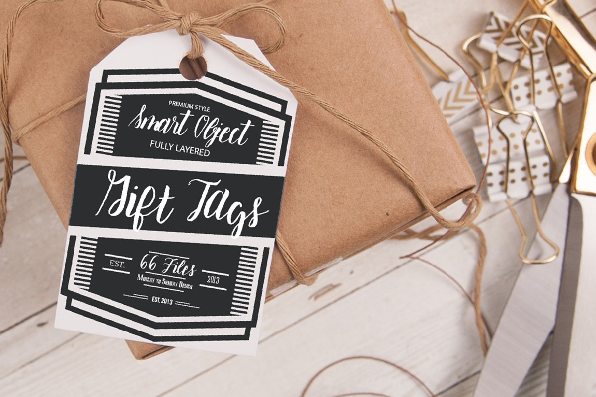 Gift Tag Mock Ups- Smart Objects!, a Packaging Mockup by Snark Heart (Photo 6 of 6)