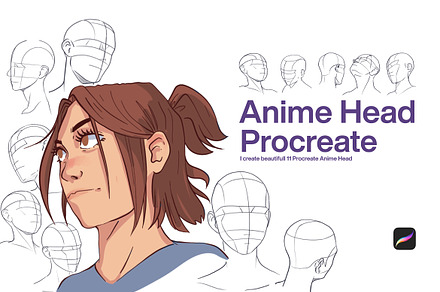 10 Anime Head Procreate, a Brush Add-On by CCPreset