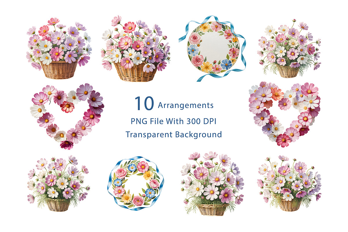 Cosmos Watercolor Floral Clipart, a Decorative Illustration by ForhadGFX (Photo 7 of 15)