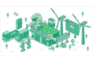Isometric eco warehouse., an Illustration by Booblgum