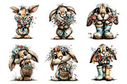 Whimsical Spring bunny clipart, an Illustration by SinaCreation (Thumbnail 4 of 11)