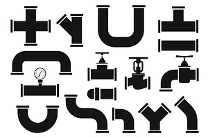 Water pipe elements. Piping supply, an Illustration by Vectorbuum