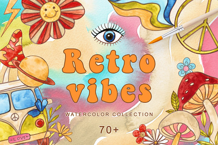 Retro vibes - watercolor collection