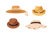 Straw hats set. Summer headwear, an Object Illustration by Good Studio (Thumbnail 4 of 4)