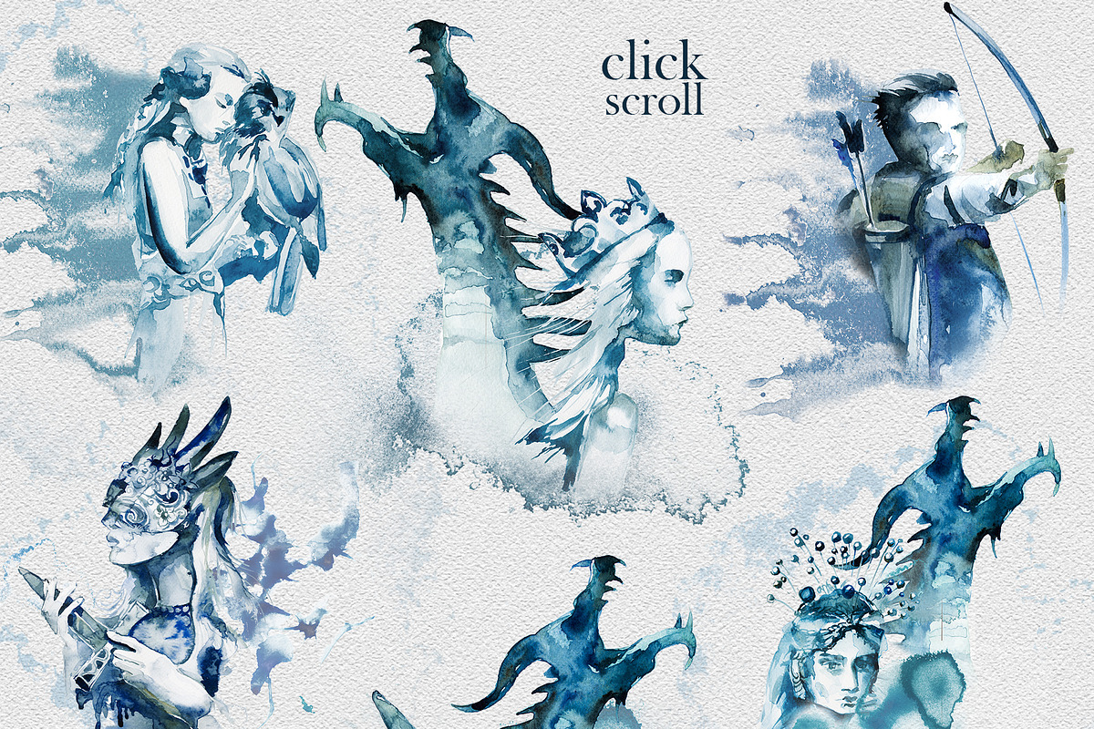 Watercolor Imagination Clipart Set, a Person Illustration by ArtCreationsDesign (Photo 5 of 7)