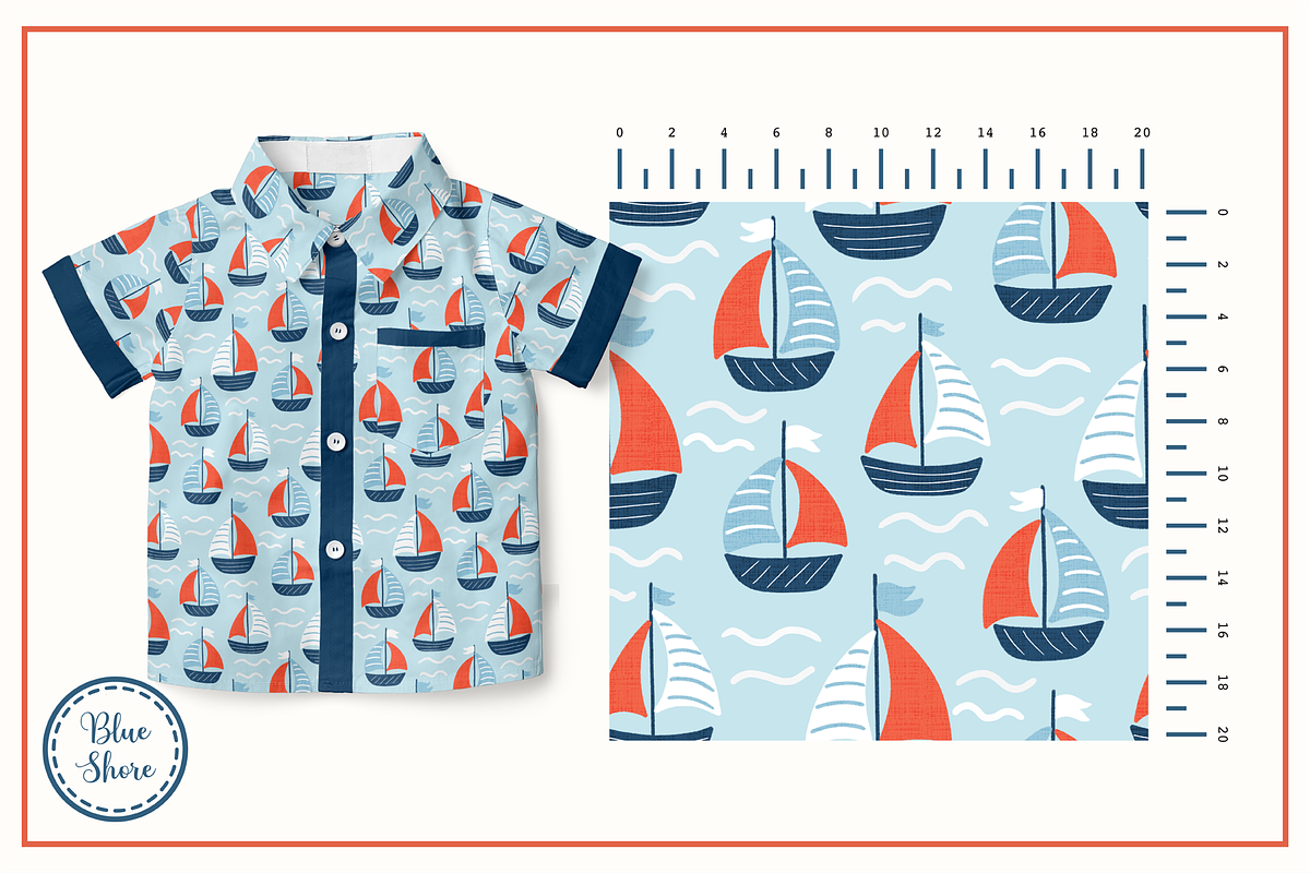 Blue Shore - Seamless Patterns Set, a Pattern Graphic by Cuteanny Design (Photo 6 of 8)
