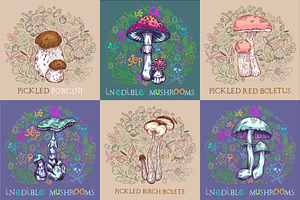 Wild Forest Mushrooms Set