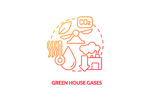 Green house gases red gradient, an Icon by IMG Visuals