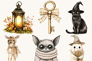 Watercolor Autumn Halloween Clipart, an Object Illustration by Design Scotch (Thumbnail 2 of 7)