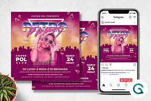 80's Retro Party Flyer, a Flyer Template by Geelator Studio
