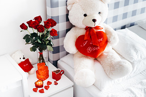Big White Teddy Bear Valentine's Day