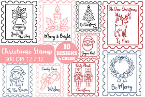 Christmas Stamp PNG Bundle, an Illustration by Daily.Designs