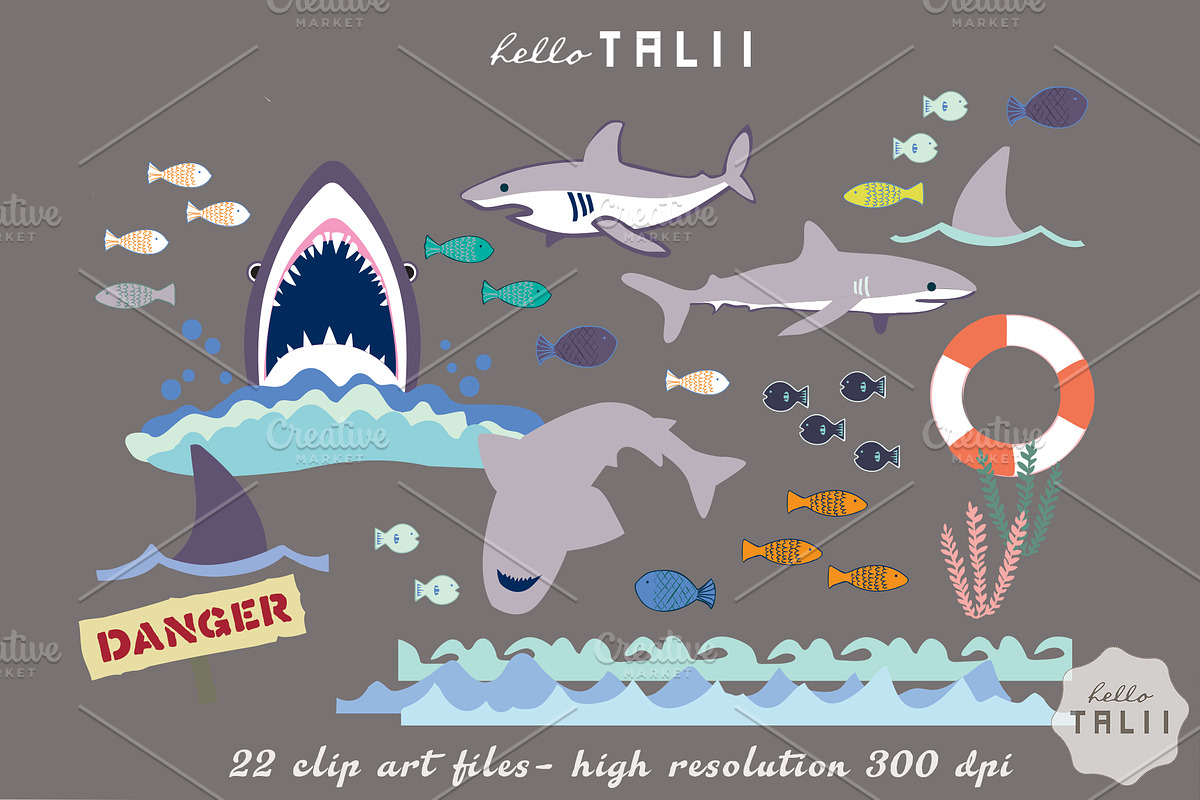 SHARK ATTACK VECTOR BUNDLE, an Illustration by Hello Talii (Photo 3 of 9)