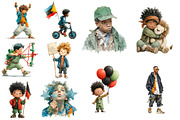 Juneteenth Black Boys PNG Clipart, an Illustration by Craft Nest (Thumbnail 3 of 4)