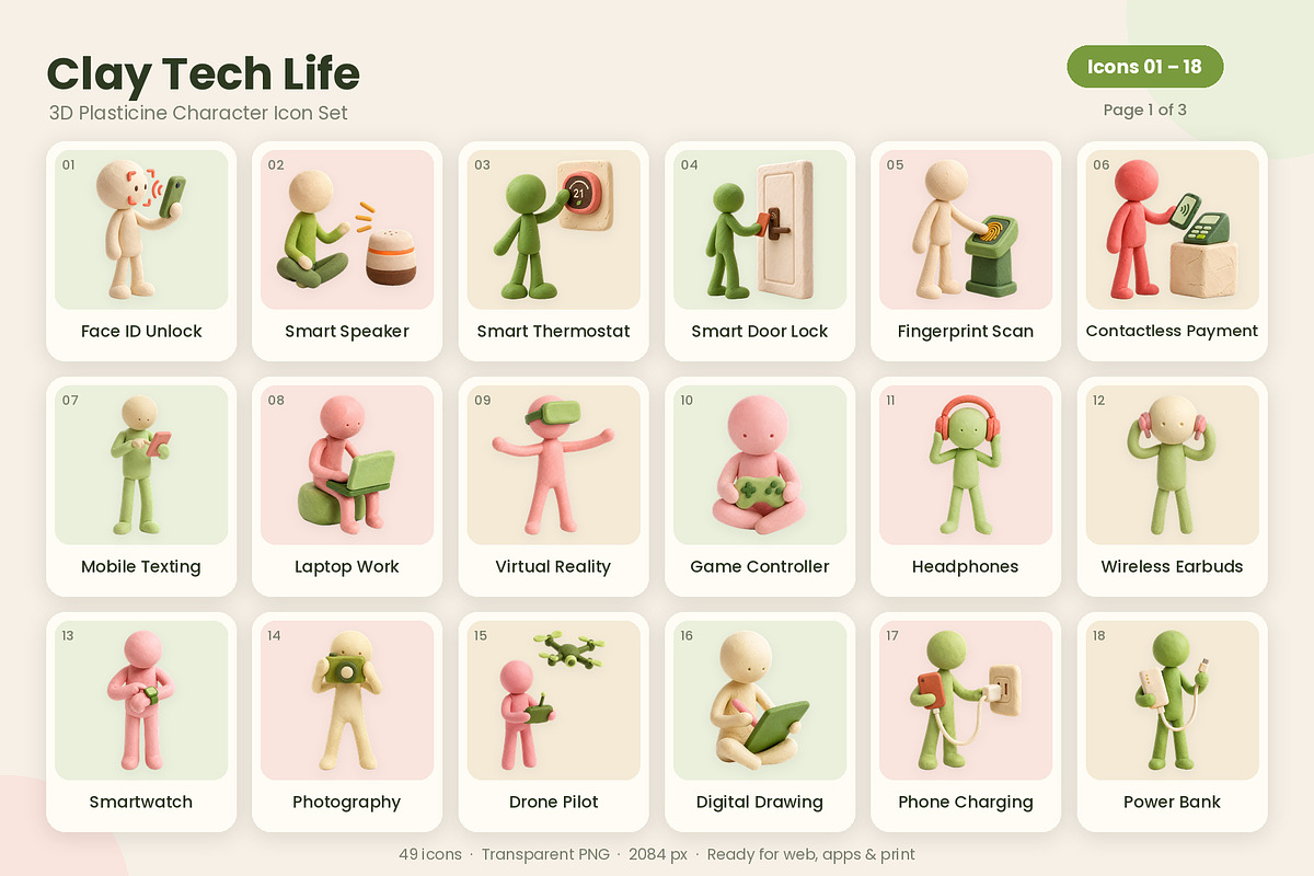 Clay Tech Life 3D Plasticine Icons, a Characters & Person 3D Model by Symbolic Language (Photo 2 of 5)