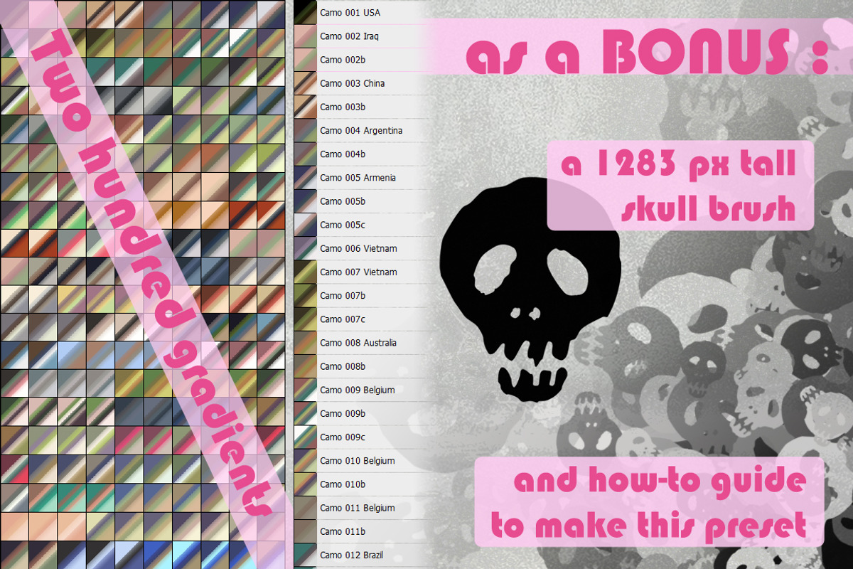 Instant Camo & skull brush bonus, a Gradient Add-On by Shirakawa Maya (Photo 2 of 5)