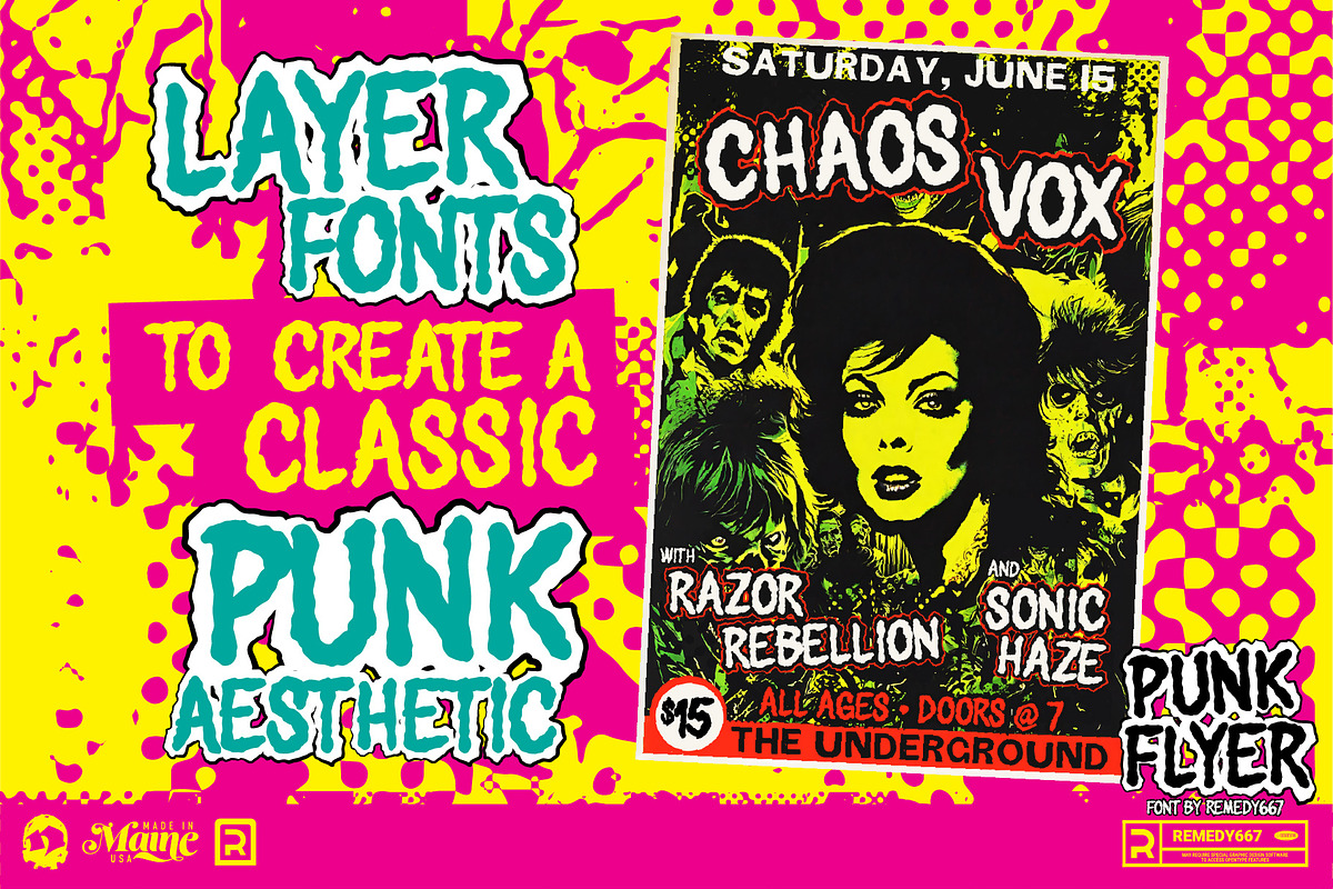 Punk Flyer - Zine Font, a Handwritten Font by Remedy667 (Photo 2 of 6)