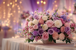 Elegant wedding centerpiece pastel r, a Photo by Pixeness Studio