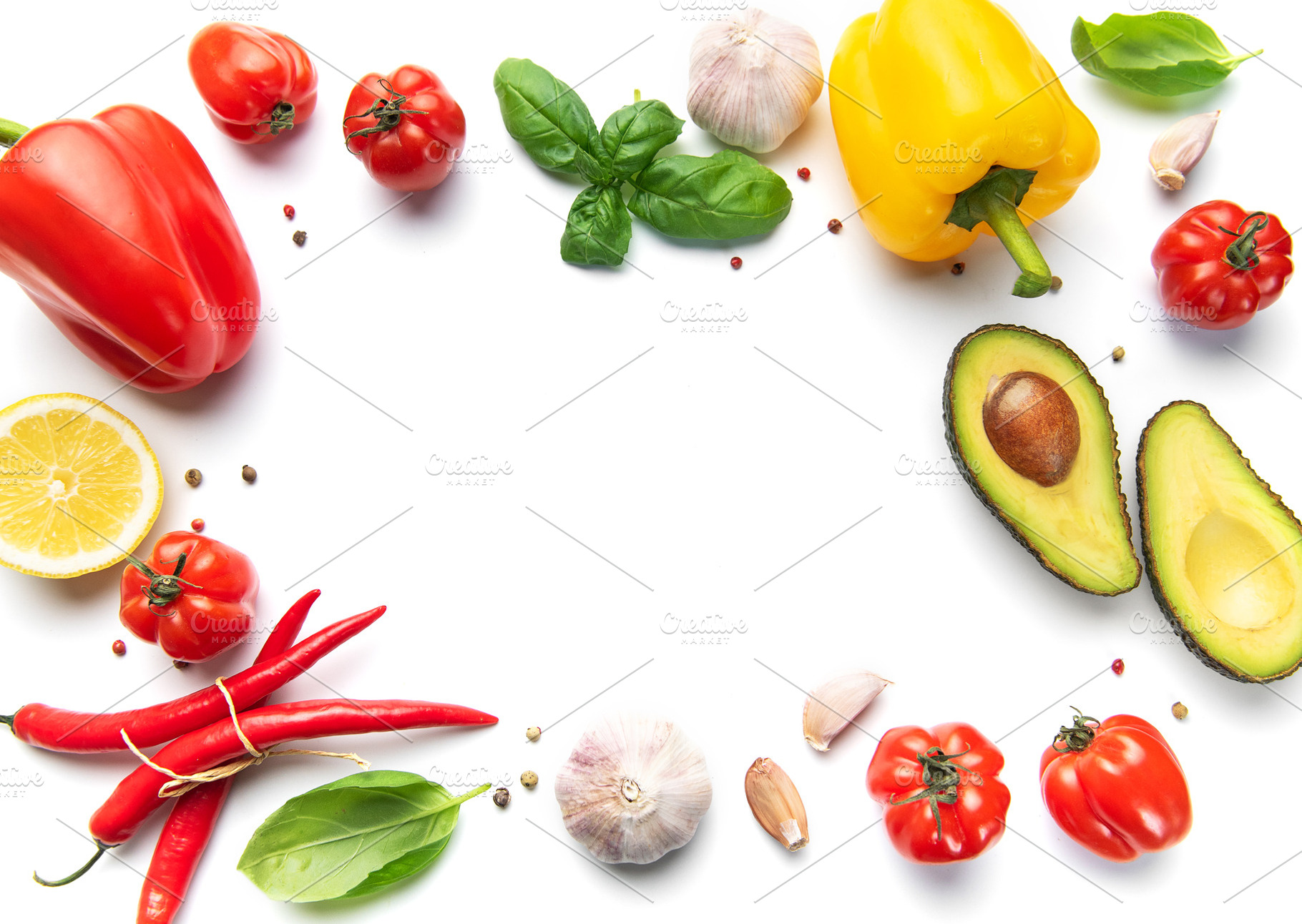 Fresh healthy vegetables for cooking on white background, a Food & Drink Photo by Olena Rudo