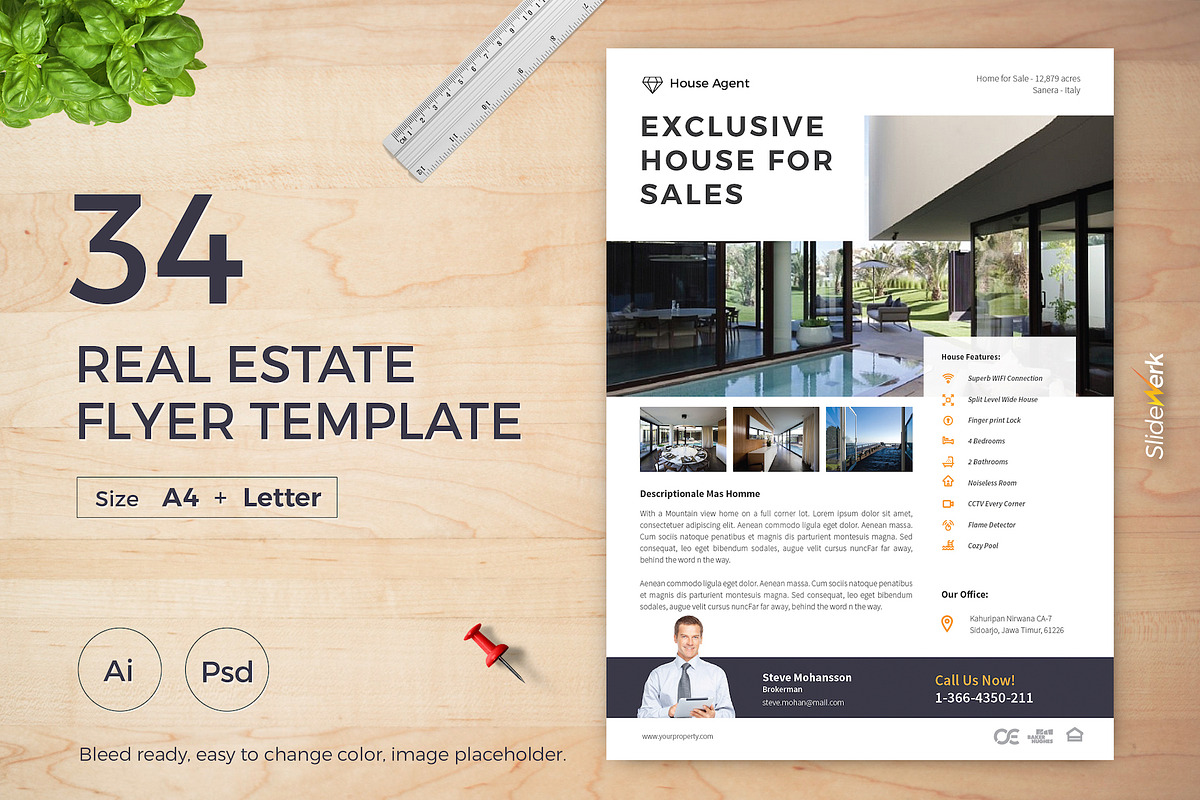 Real Estate Flyer 34, a Flyer Template by Slidewerk