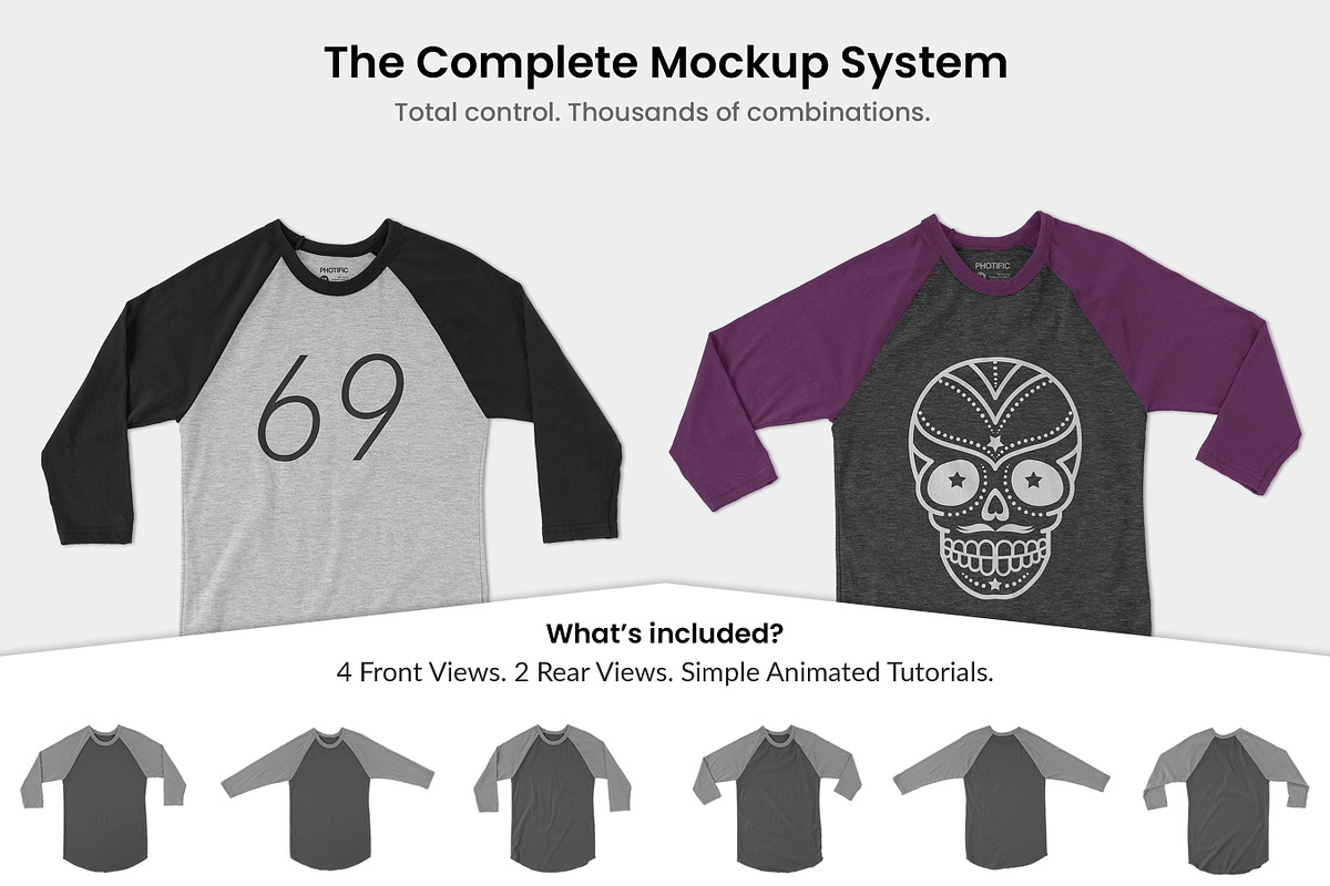 3/4 Sleeve Raglan Shirt Mockups, a Shirt Mockup by Photific (Photo 3 of 6)