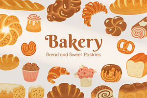 Bread Pastry Bakery products vector