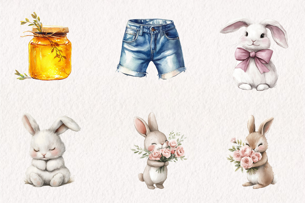 Watercolor Cute Spring Collection, an Illustration by CreationArt (Photo 4 of 10)