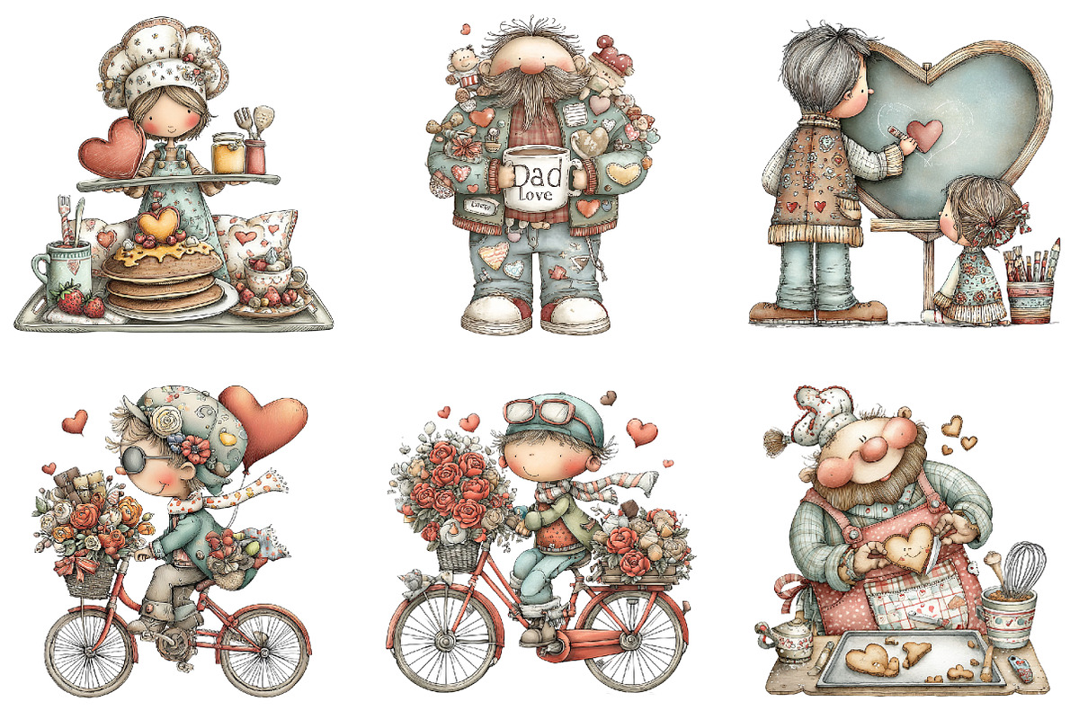 Whimsical Valentine Father Clipart, an Illustration by DreamArtGraphic (Photo 2 of 4)
