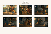 Fat Cat Illustrations, Set 30, an Animal Illustration by LanternkinStudio (Thumbnail 7 of 14)