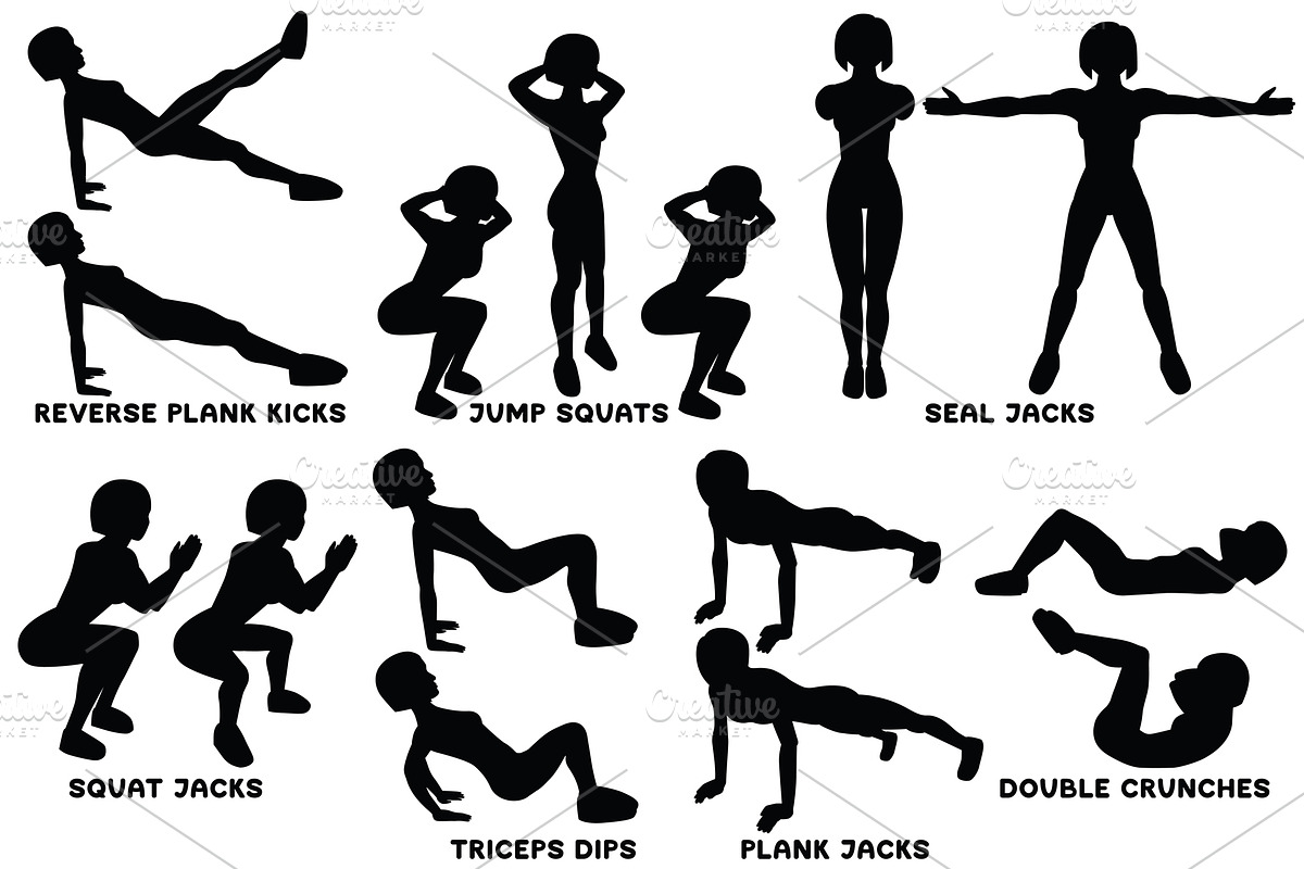 Sport exercises black collection, a Healthcare Illustration by tamara.comotomka (Photo 8 of 8)