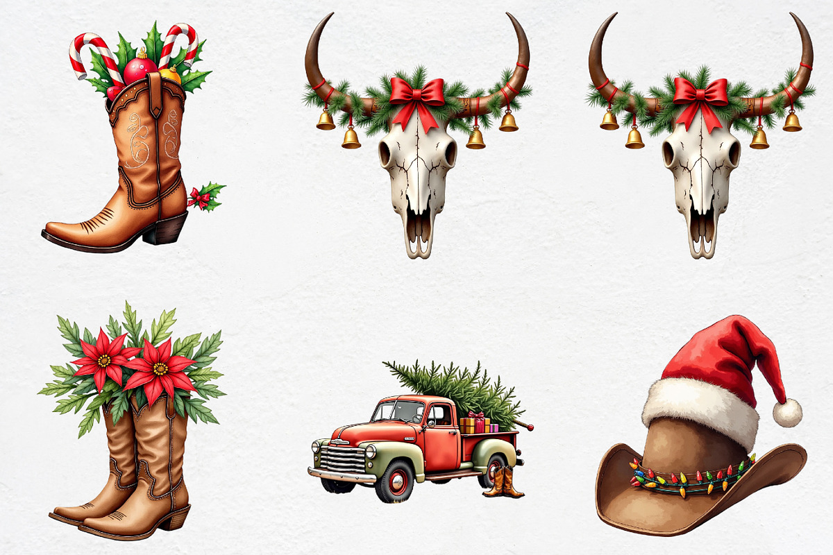 Western Christmas Clipart PNG, an Illustration by CrexoraLab (Photo 2 of 5)