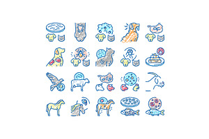 Pet Disease Ill Health Problem Icons, an Object Illustration by pikepicture