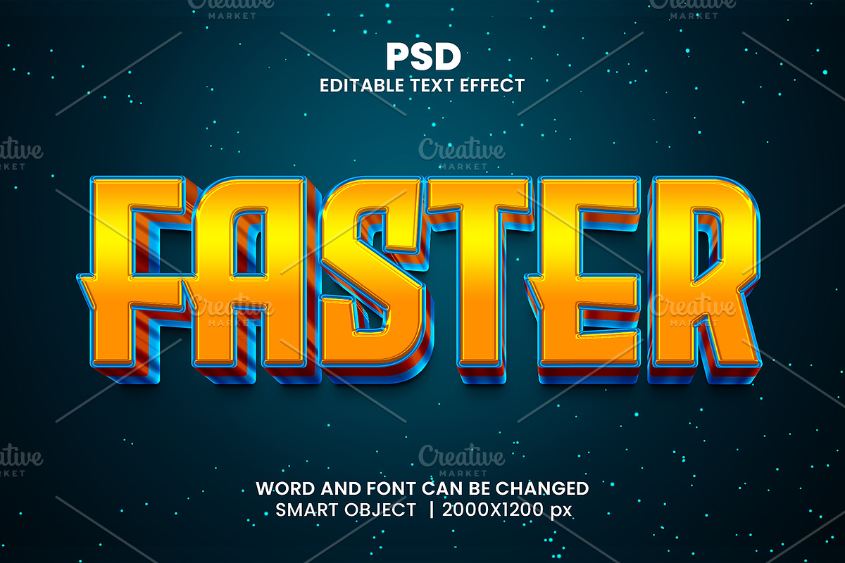 Faster 3d Editable Psd Text Effect, a Brushes & More by bdrobin (Photo 1 of 2)