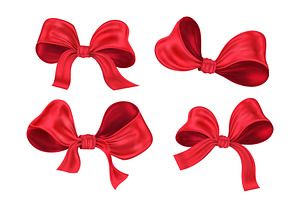 Red ribbon bows set, an Object Illustration by Yayasya