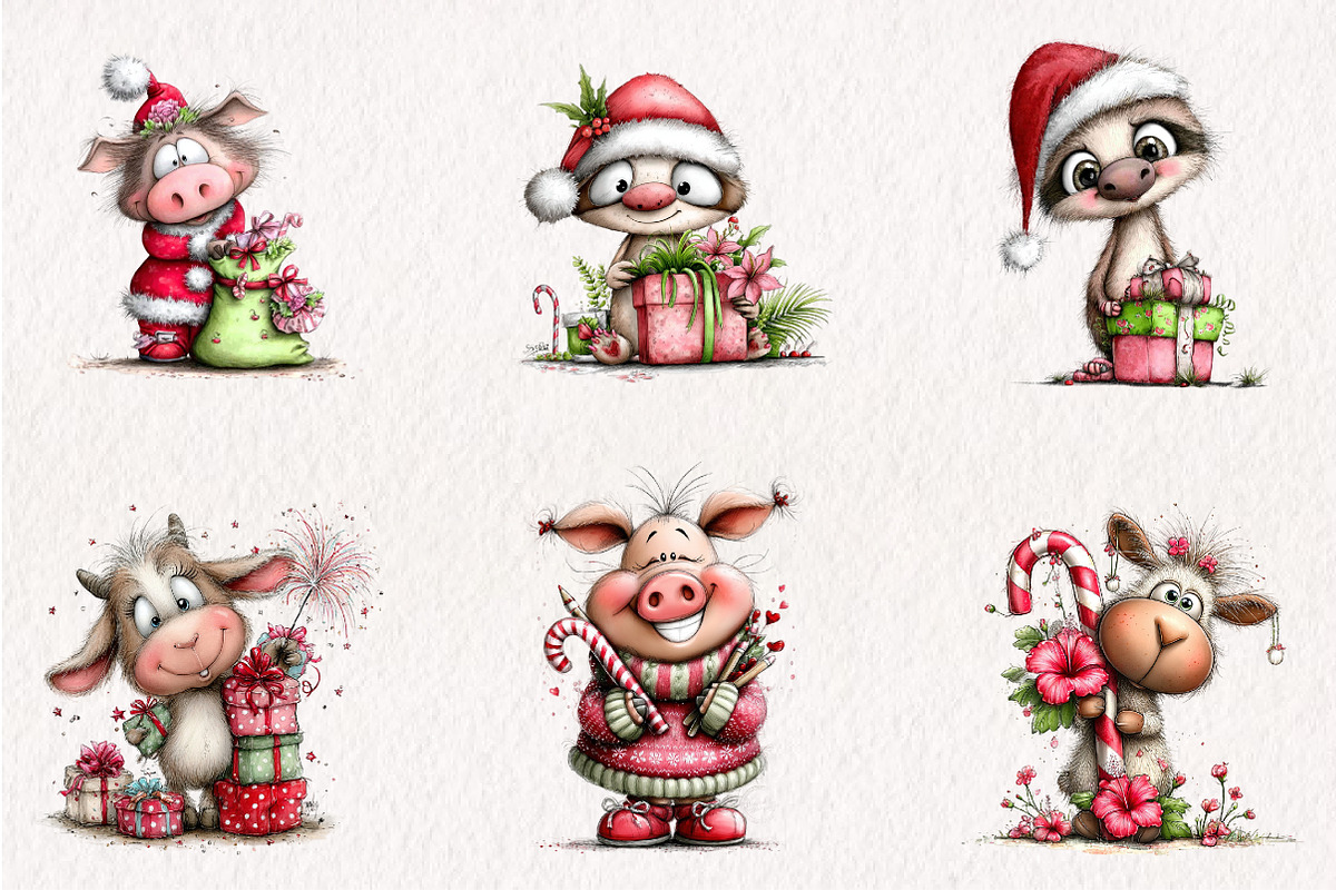 Whimsical Christmas in July Animals, a Seasonal Illustration by CreationArt (Photo 3 of 6)