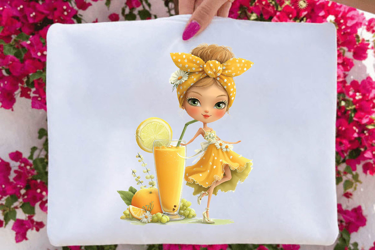 Whimsical Summer Fruit Girls Clipart, a Food Illustration by SVGArt (Photo 3 of 3)