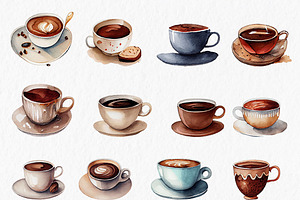 Coffee Lover Watercolor Clipart PNG