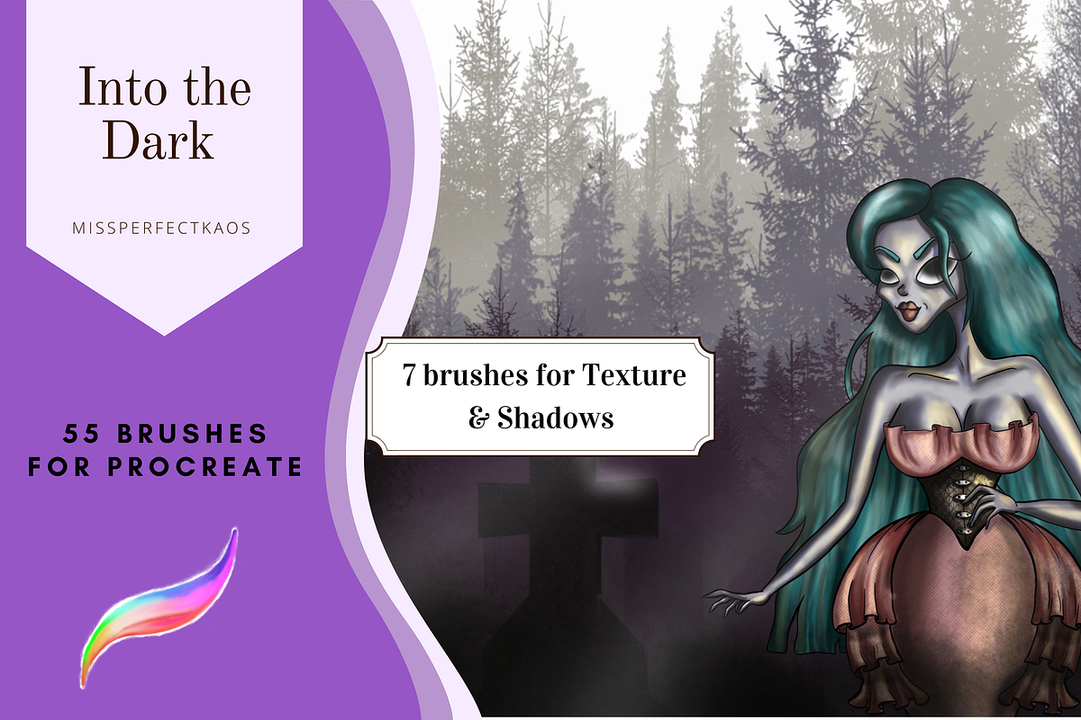 Into the Dark - 55 Procreate Brushes, a Brush Add-On by MissPerfectKaos (Photo 3 of 7)