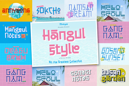 Hangul Style Font Bundle, a Script Font by Ditatype