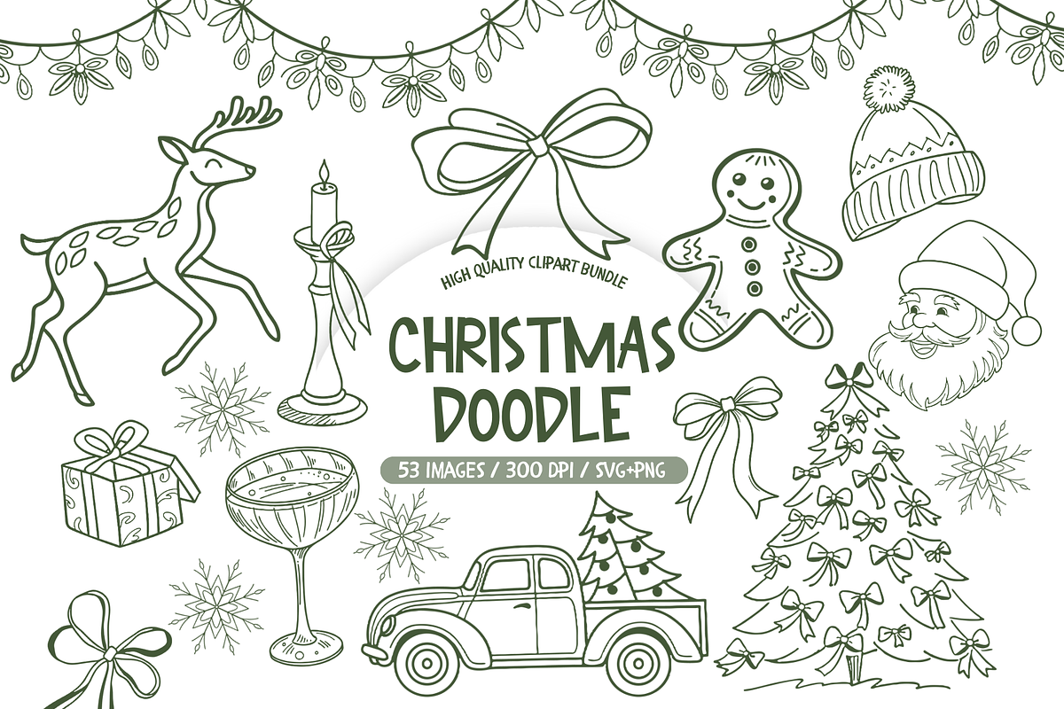 Christmas Doodle Clipart Bundle, an Illustration by TatiMockup (Photo 1 of 6)